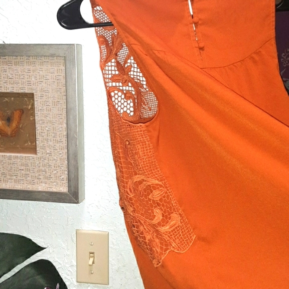 Chelsea28 womens M lace applique top in rusted pumpkin color.🍂🌼😀😍 - Picture 7 of 8
